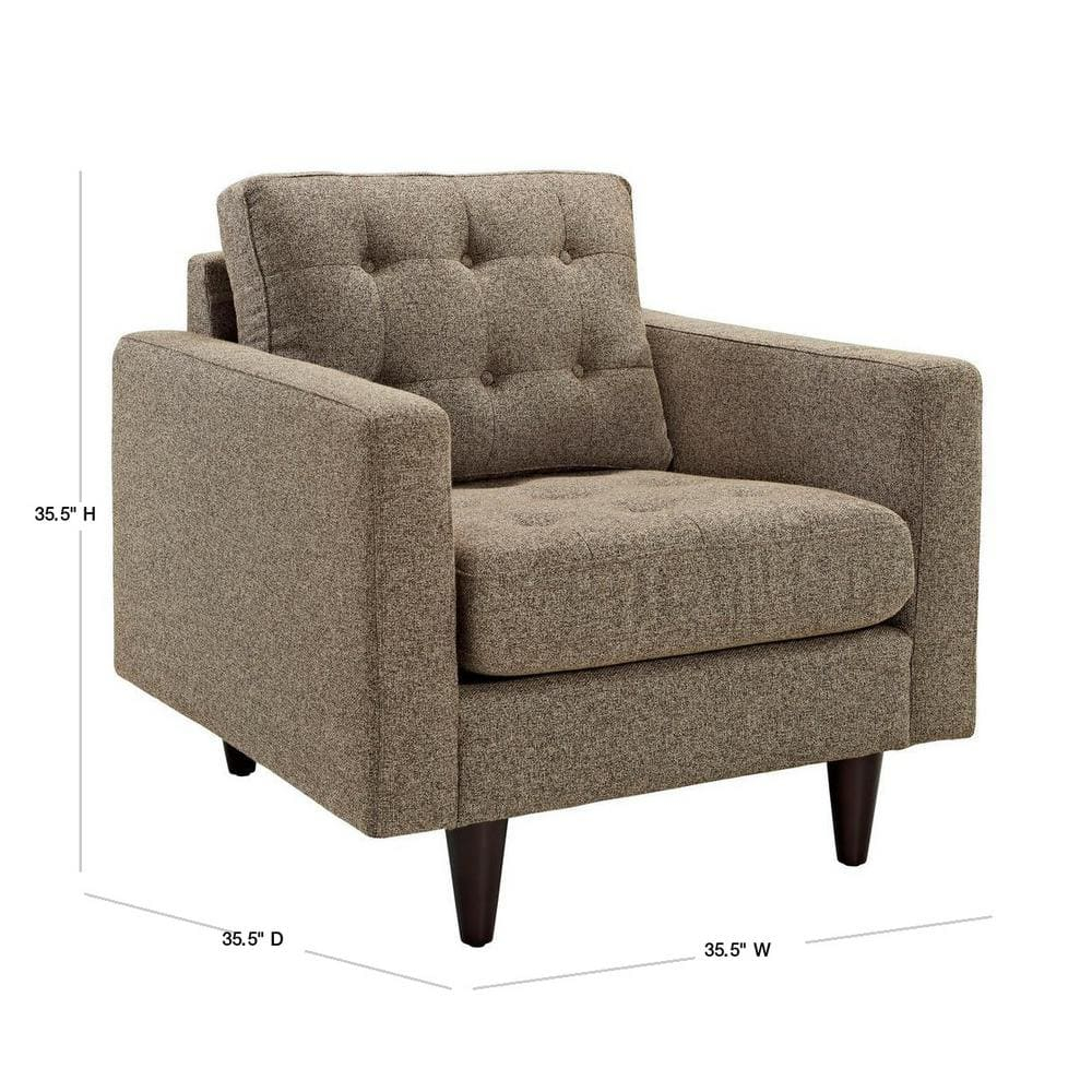 Modway Empress Upholstered Fabric Armchair in Oatmeal