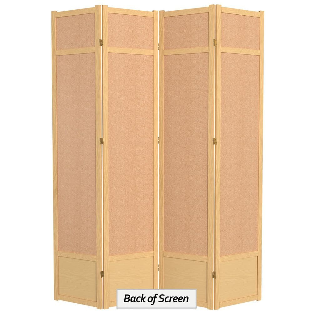 Oriental Furniture 7 Ft Tall Jute Shoji Screen, Natural, 4 panel