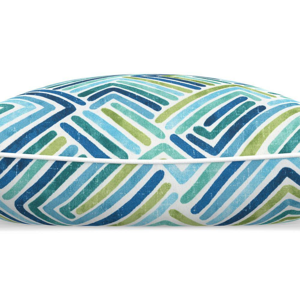 Geometric 18.5 in W x 5 in H Outdoor Large Throw Pillows 2-Count in Estie Ocean