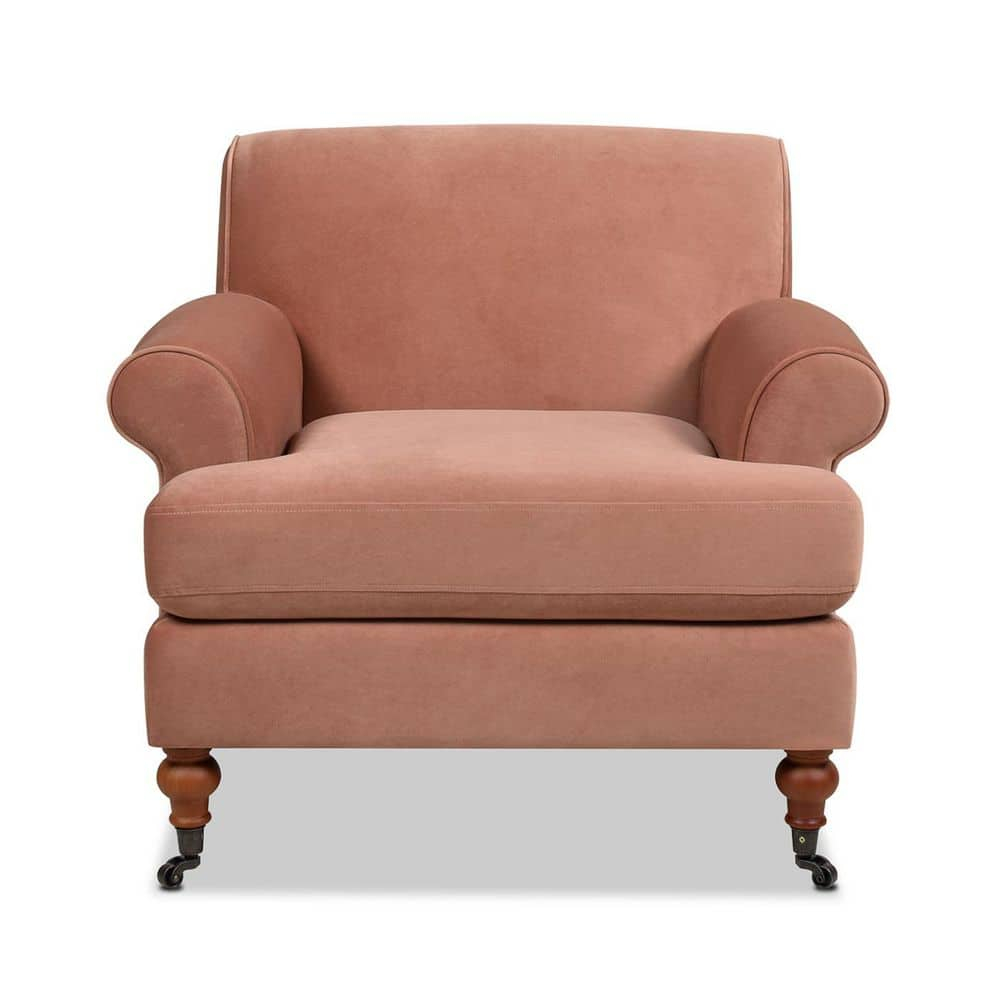 Jennifer Taylor Home Alana 38" Lawson Large Living Room Accent Arm Chair with Metal Casters, Peach Orange