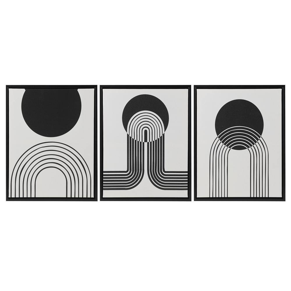 Urban Habitat Wall Art Living Room Décor Cosmic Curl Framed Canvas - Black/Taupe