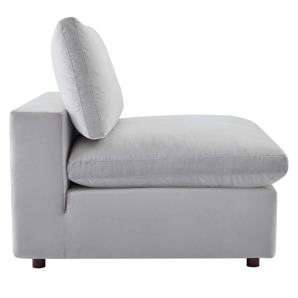 Modway Commix Down Filled Overstuffed Performance Velvet Armless Chair in Light Gray