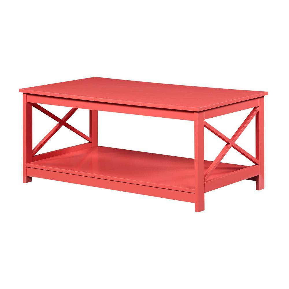 Convenience Concepts Oxford Coffee Table with Shelf, Coral