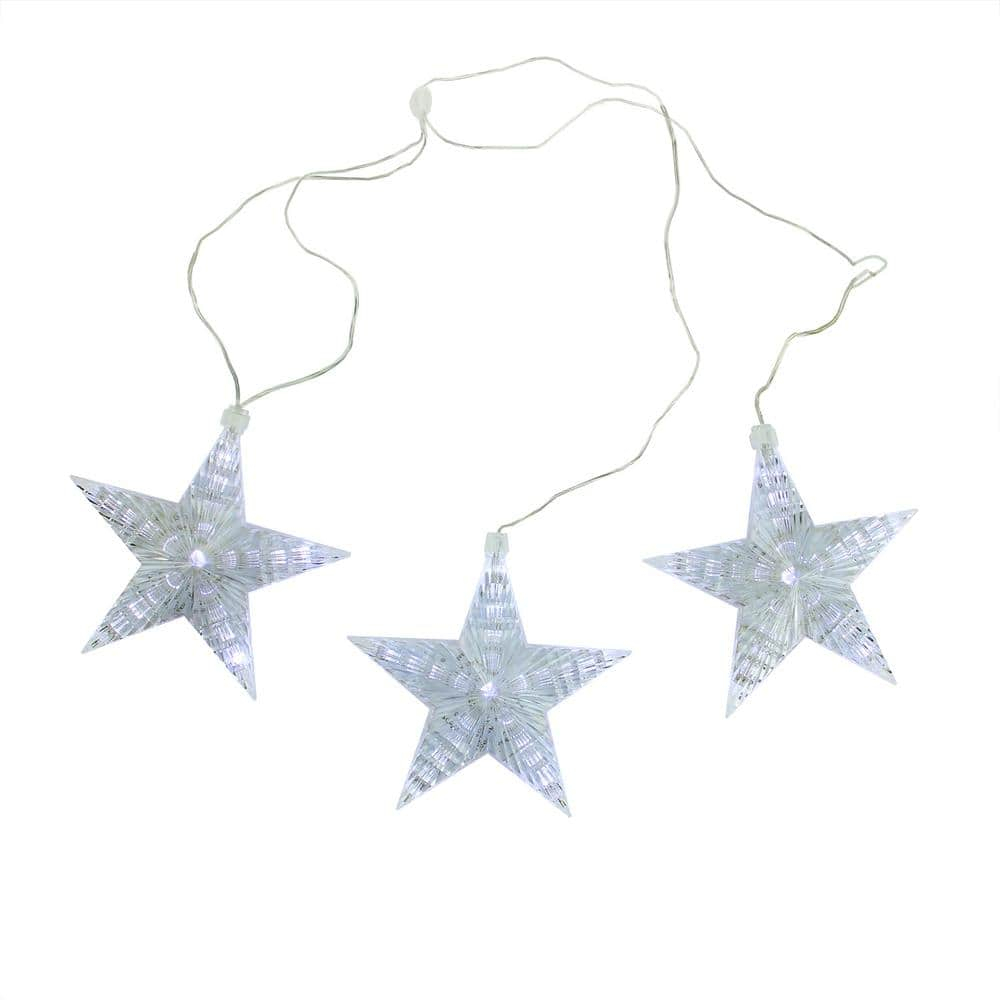 Northlight Cascading Star Christmas Lights - White - 3.5' Clear Wire - 3ct