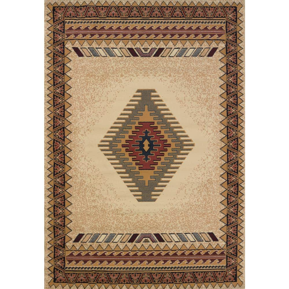 United Weavers Brunswick Avalon Southwestern Border Area Rug, Cream, 5'3" x 7'6"