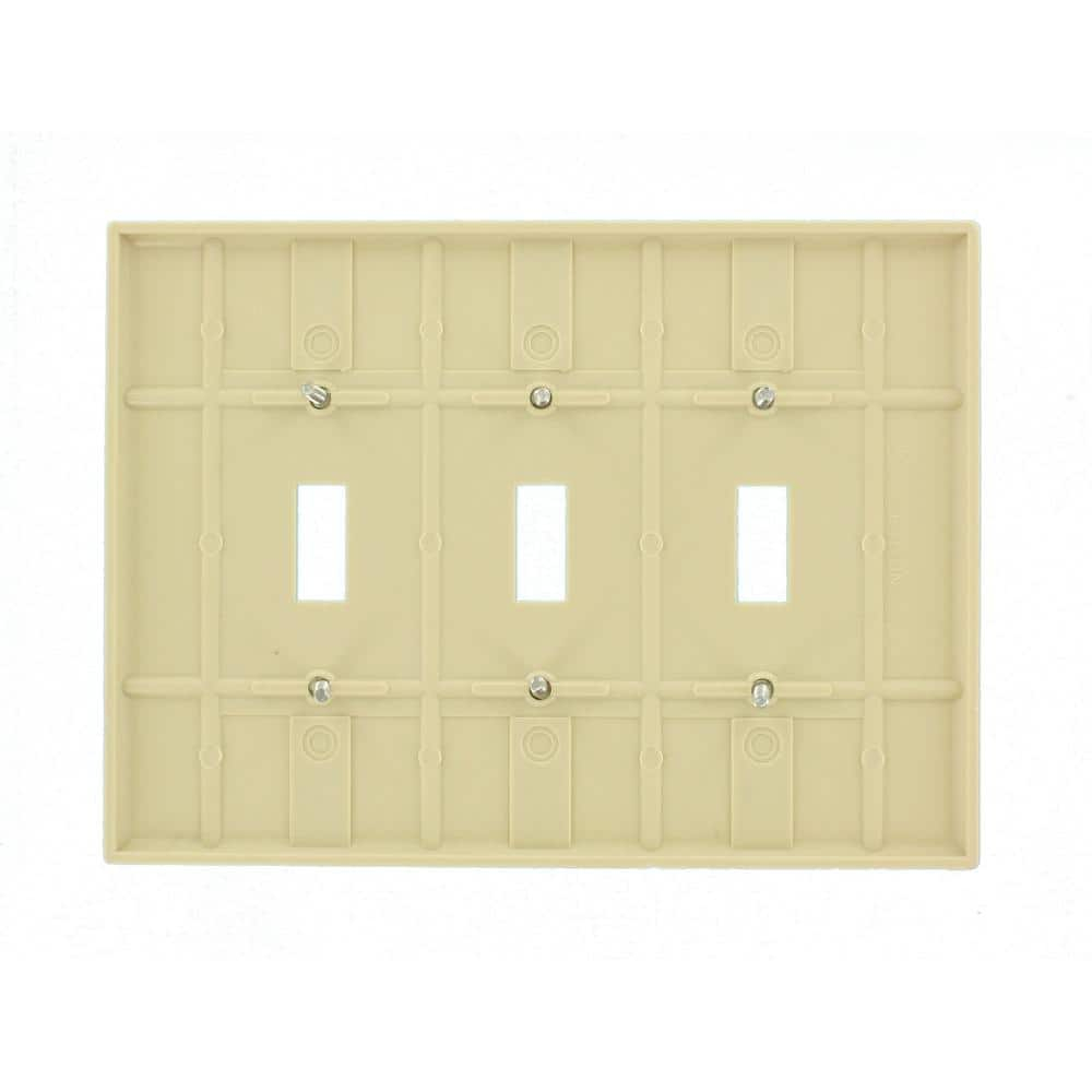 Leviton 86111 3-Gang Toggle Device Switch Wallplate, Oversized, Thermoset, Device Mount, Ivory
