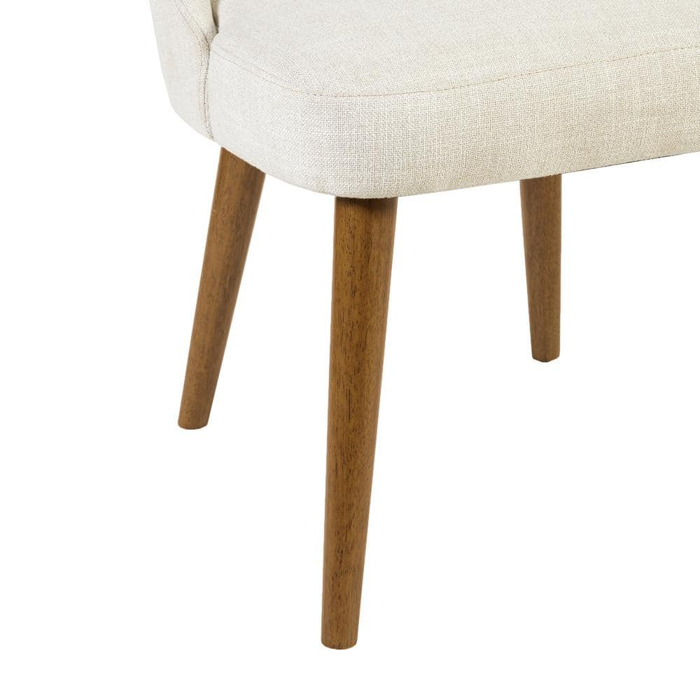 Nola Mid-Century Cream Upholstered Side Chair with Splayed Legs
