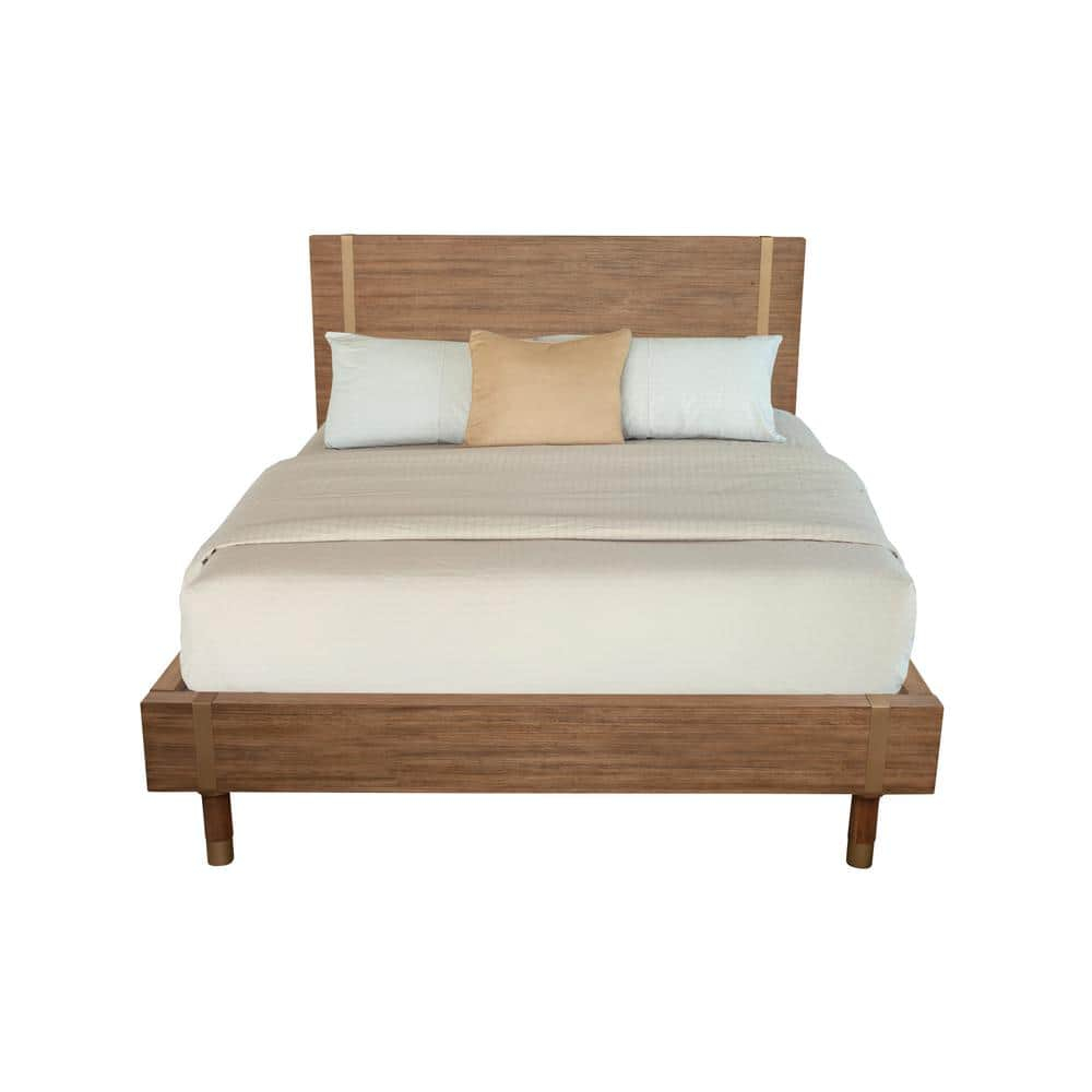 Alpine Furniture Eaton Full Size Wood Platform Bed in Sand (Beige)