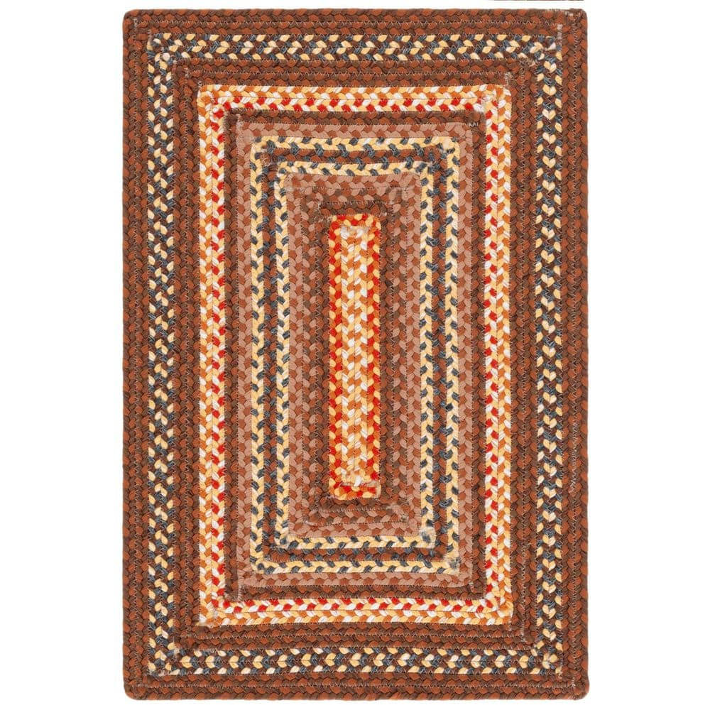 SAFAVIEH Braided Angel Bordered Machine Washable Reversible Area Rug, Brown/Light Brown, 2' x 3'