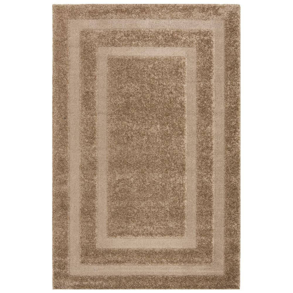 SAFAVIEH Florida Mason Bordered Shag Area Rug, Beige, 8'6" x 12'
