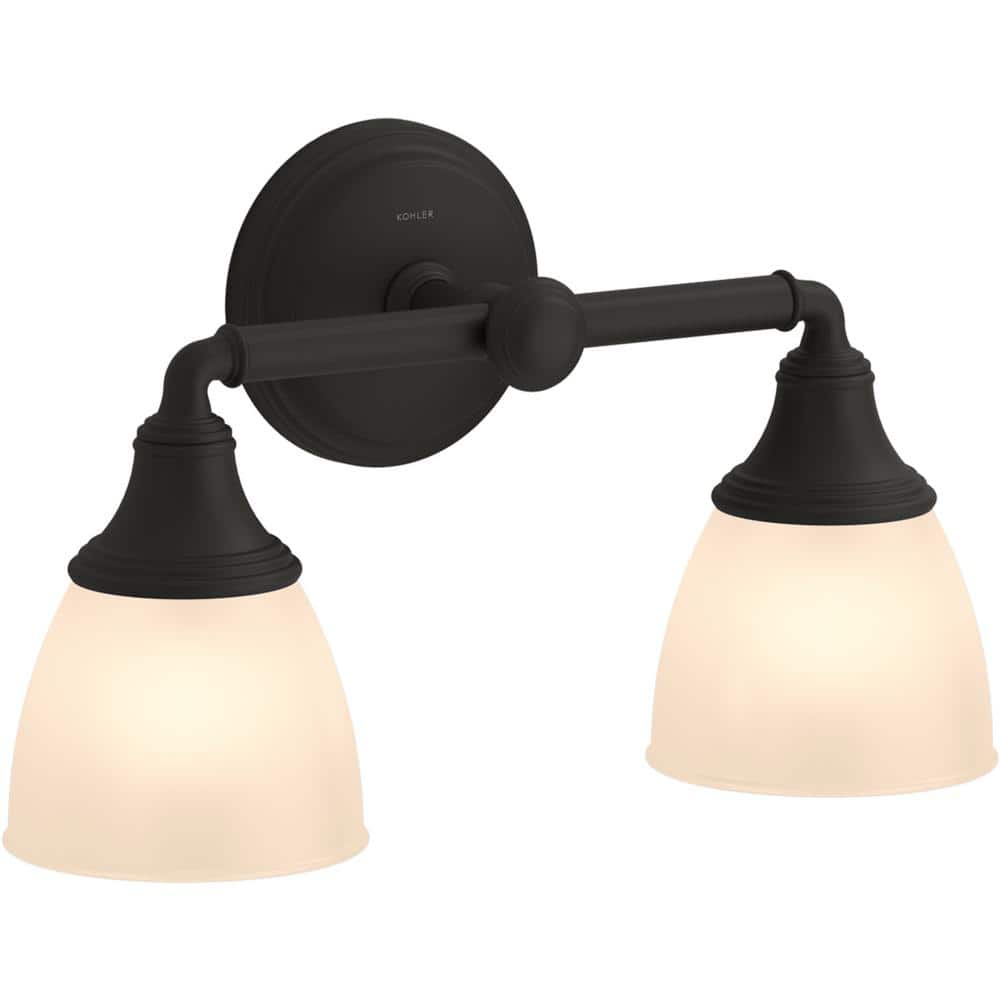 Kohler Devonshire Bathroom Vanity Light Fixture, Wall Sconce Lighting, Position Facing Up or Down, UL Listed, 2 Light, Matte Black