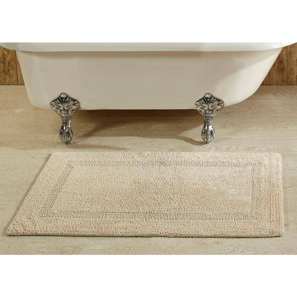 Better Trends 21" x 34" Premium Bathroom Rug Mat, 100% Cotton, Extra Soft Tufted Door Mat, Water Absorbent & Reversible Bath Mat (Sand) Lux Collection