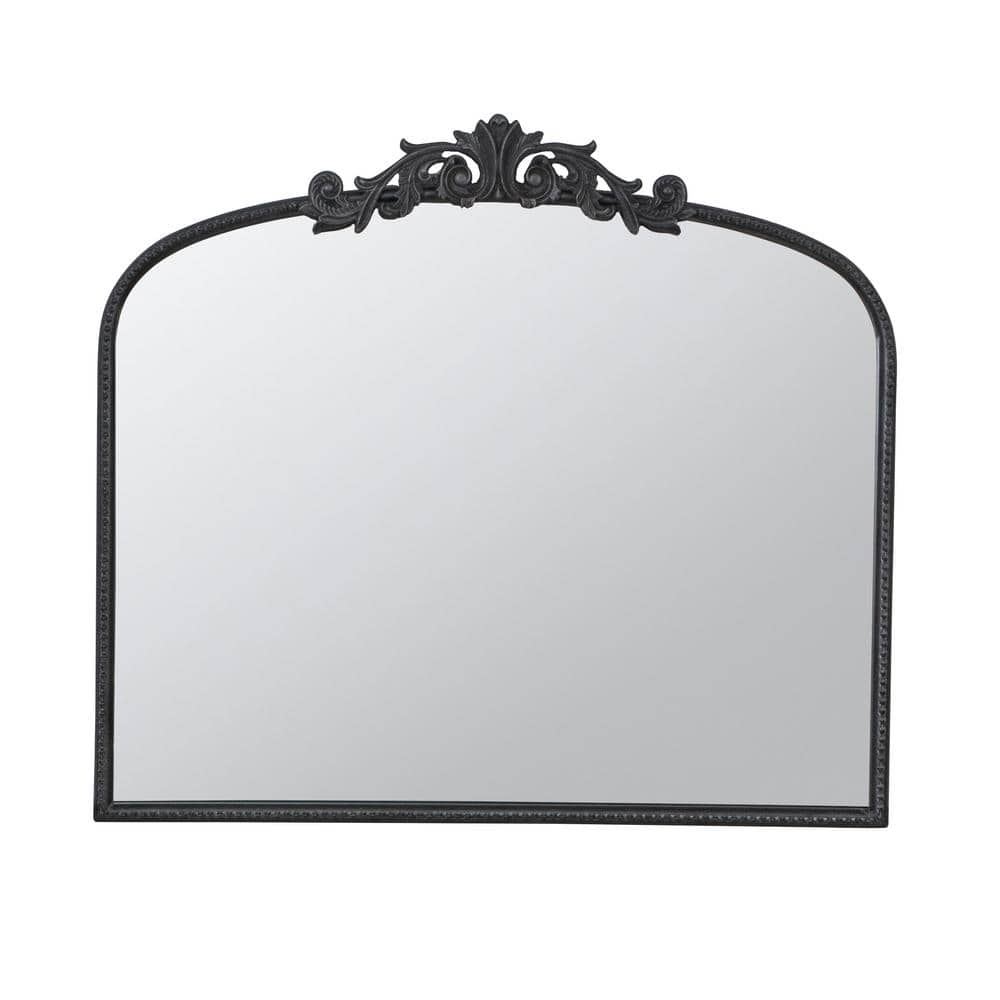 A&B Home Arched Vertical Mirror-Wall Mirror with Black Metal Frame,40"x31" Large Arch Mirror for Bathroom Bedroom Living Room