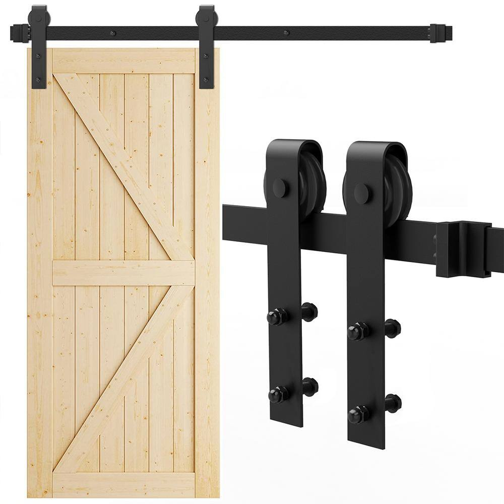 108-Inch Matte Black Sliding Barn Door Hardware Kit