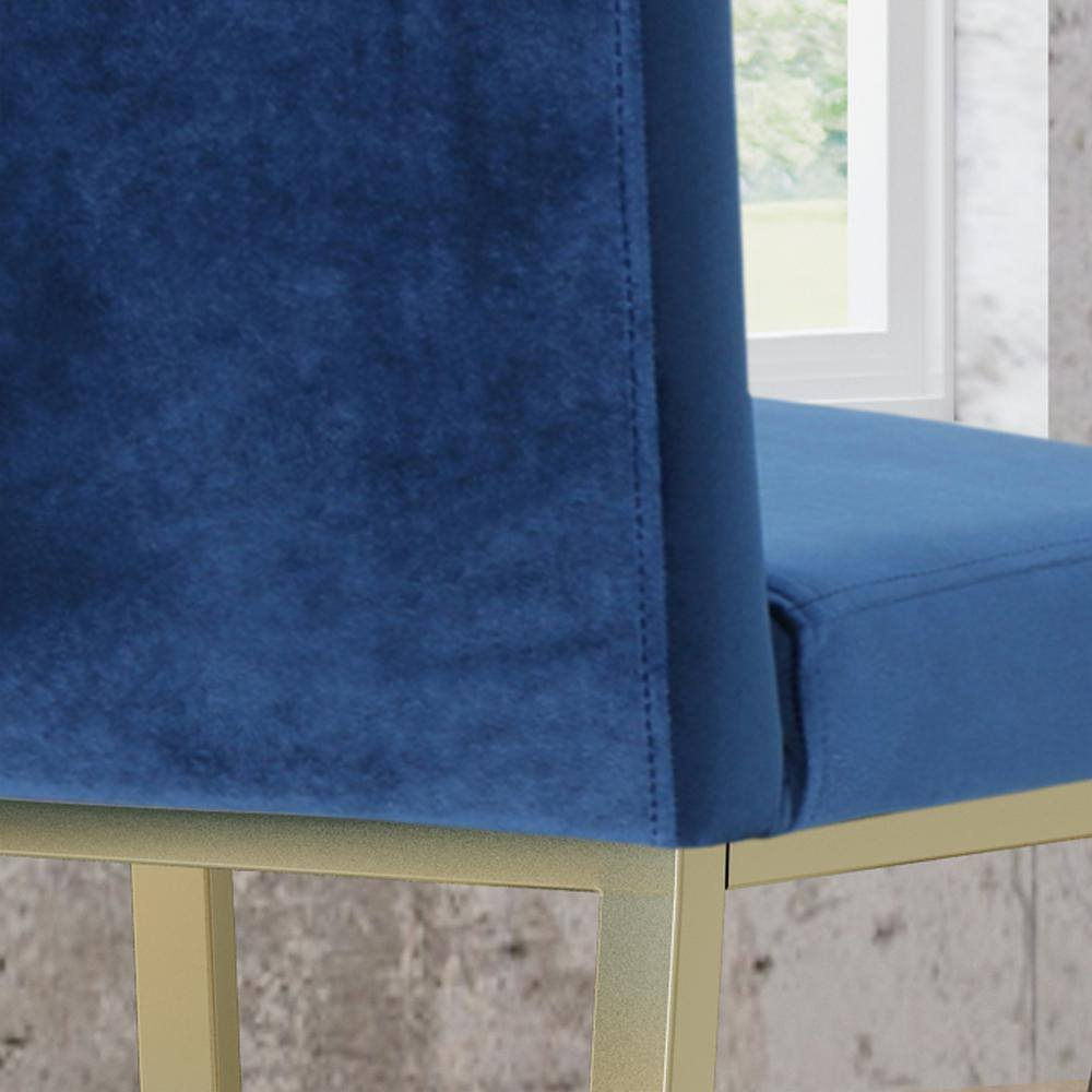 Noble House Korey Indoor Modern Velvet Barstools, Set of 2, Navy Blue