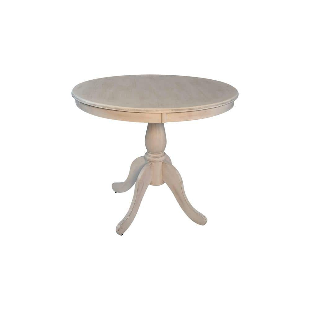 Carolina Living 36" Salem Round Pedestal Dining Table White Wash: Rubberwood, Seats 4, Adult Assembly Required