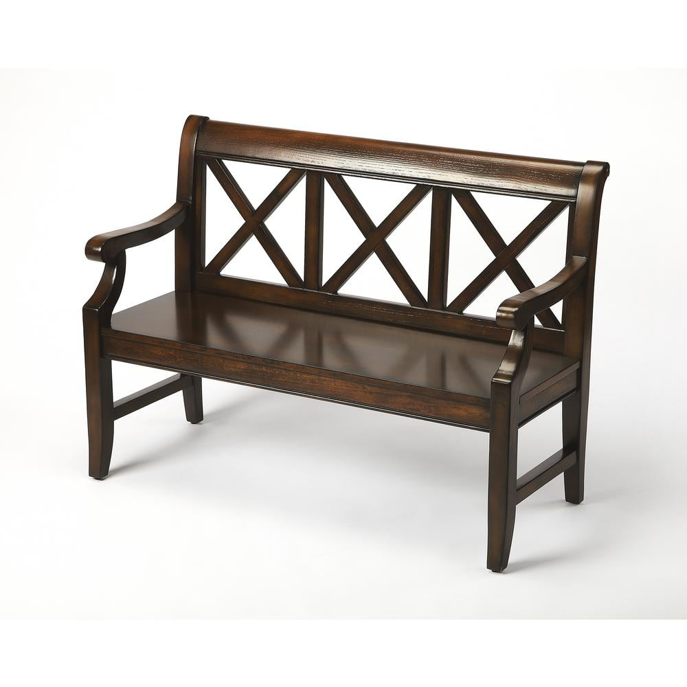 Gerrit Plantation Cherry Transitional Wood Bench