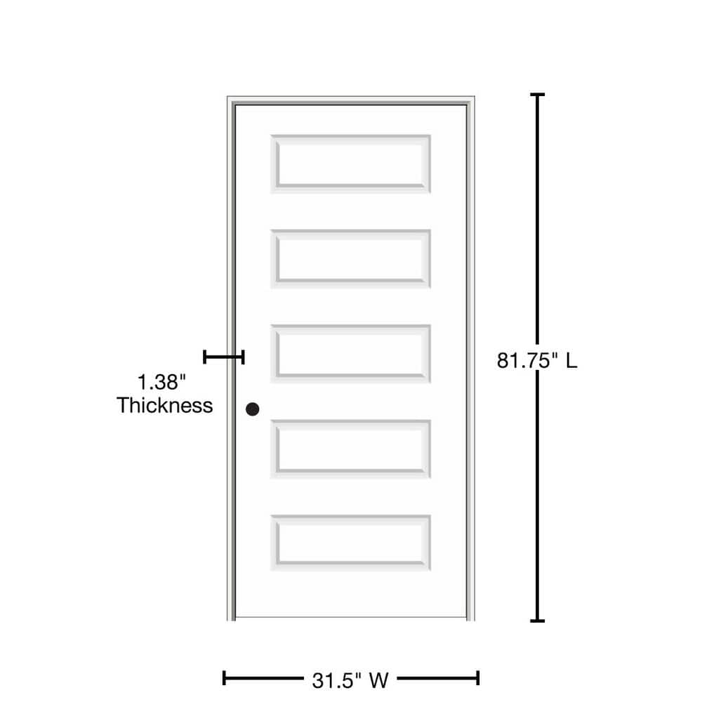 30 in. x 80 in. Smooth Rockport Right-Hand Solid Core Primed Molded Composite Single Prehung Interior Door