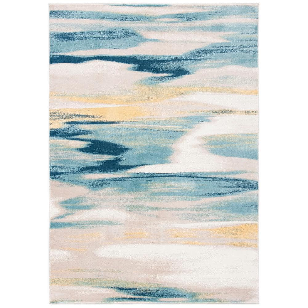 Skyler Beige/Navy 4 ft. x 6 ft. Abstract Area Rug