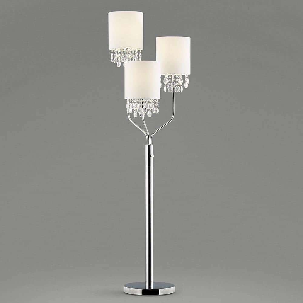 HomeGlam 68" High 3-Light Crystal Pendants Floor Lamp