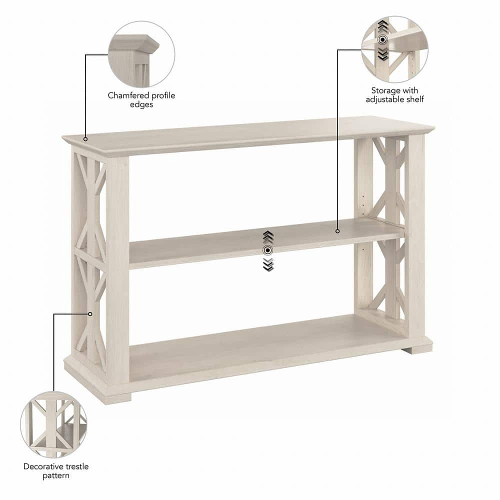 Homestead Console Table with Shelves in Linen White Oak - Engineered Wood