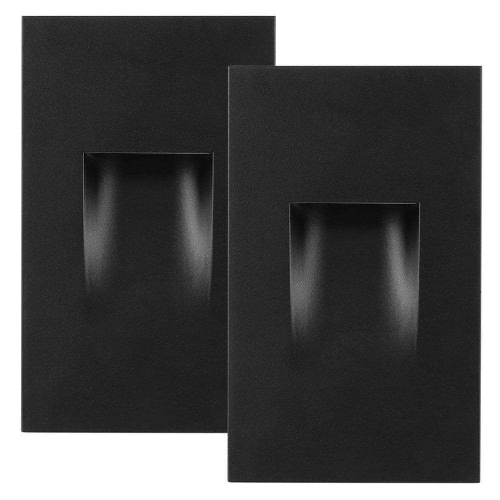 Vertical LED Step Light, Indoor/Outdoor Stair Light, 3 CCT Color Selectable 3000K/4000K/5000K, Black (2-Pack)