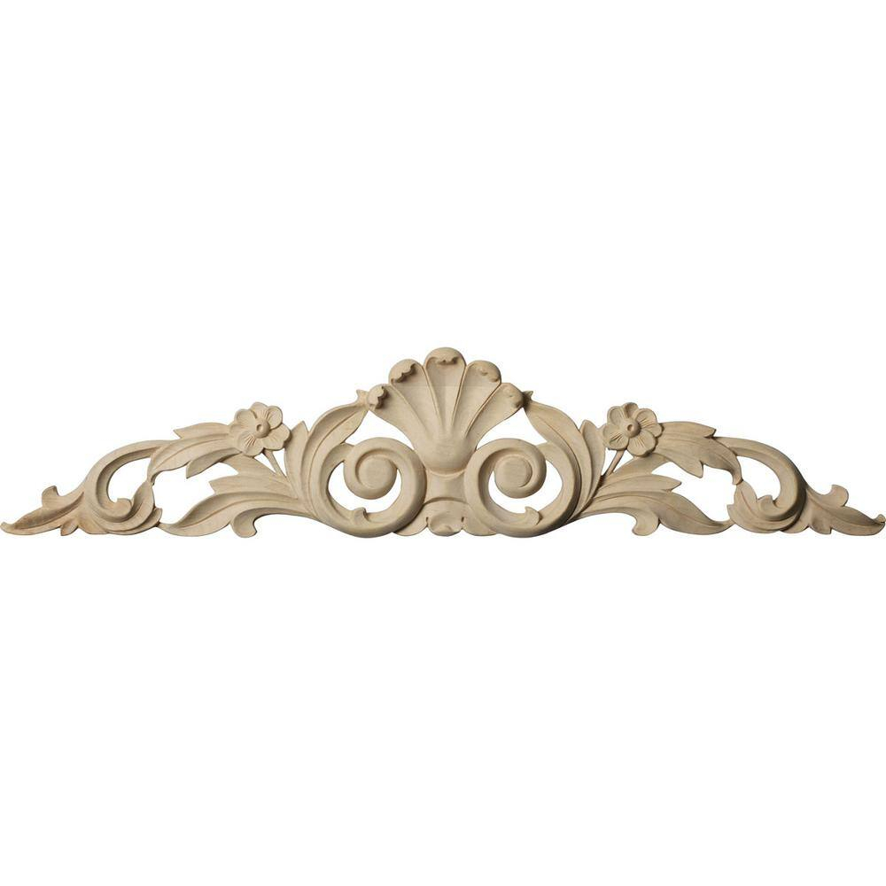 Ekena Millwork 24 1/8"W x 5 1/8"H x 3/4"D Medium Farmingdale Center with Scrolls, Maple