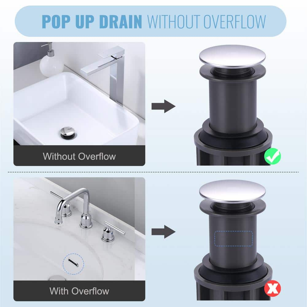 Bathroom Sink Drain Without Overflow, ARCORA Chrome Pop Up Drain for Vessel Sink Clicker Drain Stopper
