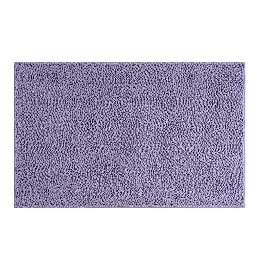 Wisteria Purple Chenille Non-Slip Polyester Bath Mat, 27" x 45"
