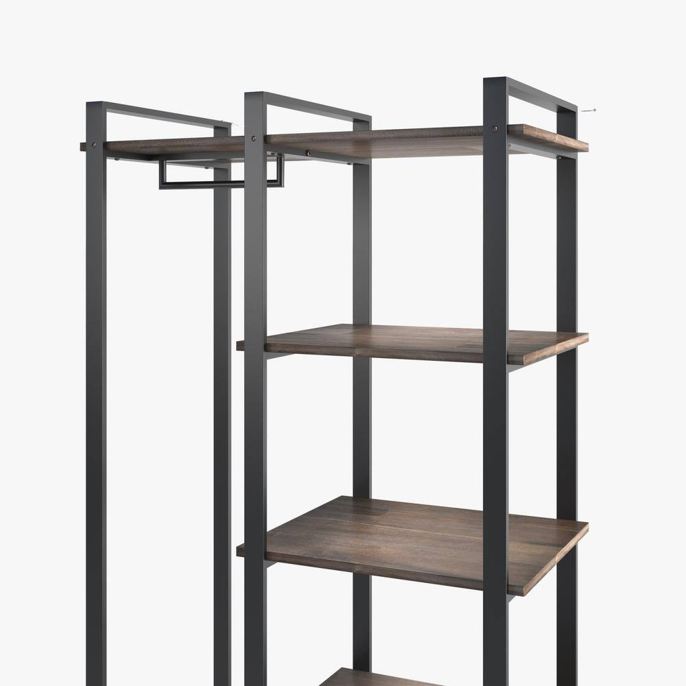 Zinus Brock 4-Shelf Etagere Bookcase with Hanging Storage, Acacia Wood and Metal Frame, Adult