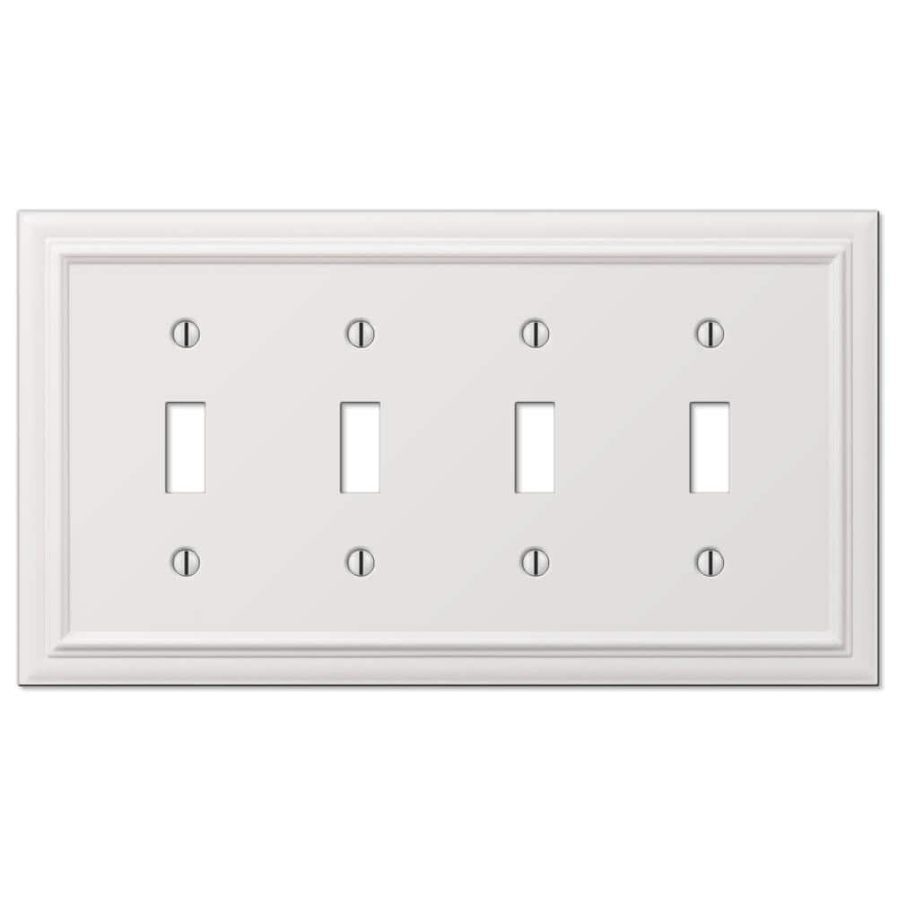 Amerelle 94T4W Continental Wallplate, 4 Toggle, Cast Metal, White, 1-Pack