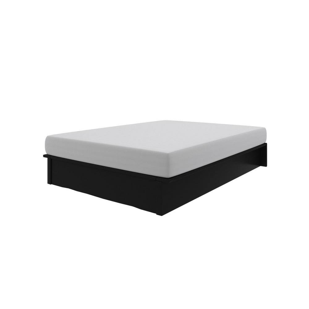 Kristian Black Faux Leather King Size Upholstered Platform Bed with Storage