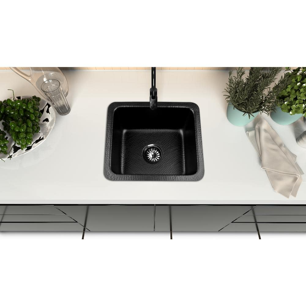 Matte Black Hand Hammered Solid Surface Rectangular Bar Sink