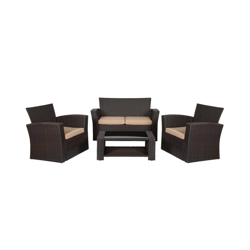 Grandview Outdoor Chocolate 4-piece Patio Conversation Set Beige