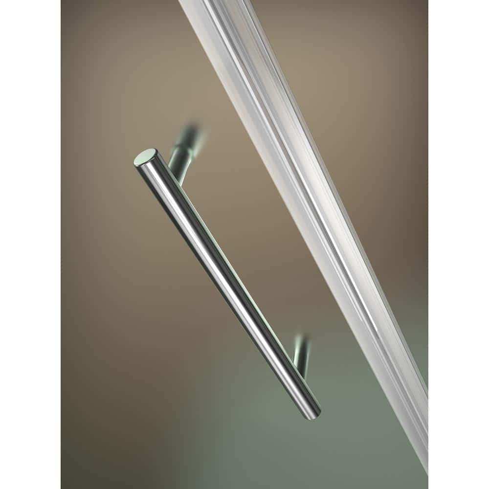 Merrick 38 in. to 38.5 in. x 72 in. Frameless Hinged Neo-Angle Shower Enclosure with Frosted Glass in Chrome