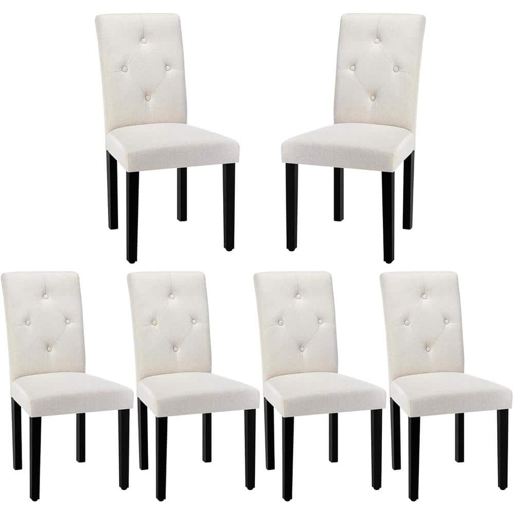 Westice Dining Room Chairs Set of 6 Upholstered PU Leather Kitchen Chairs Dining Room Side Chair with Nailhead Trim and Rubber Wood Legs for Small Space Apartment, Brown