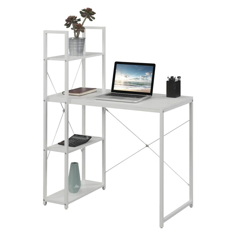 Convenience Concepts Designs2Go 47" Tall Office Workstation/Desk with Shelves, White, All Ages