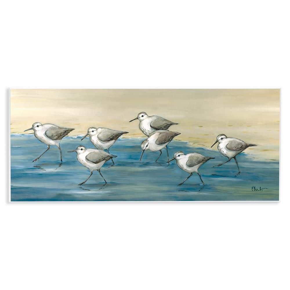 Stupell Industries Sandpiper Bird Flock Beach Shoreline Painting Unframed Art Print Wall Art, Design by Paul Brent