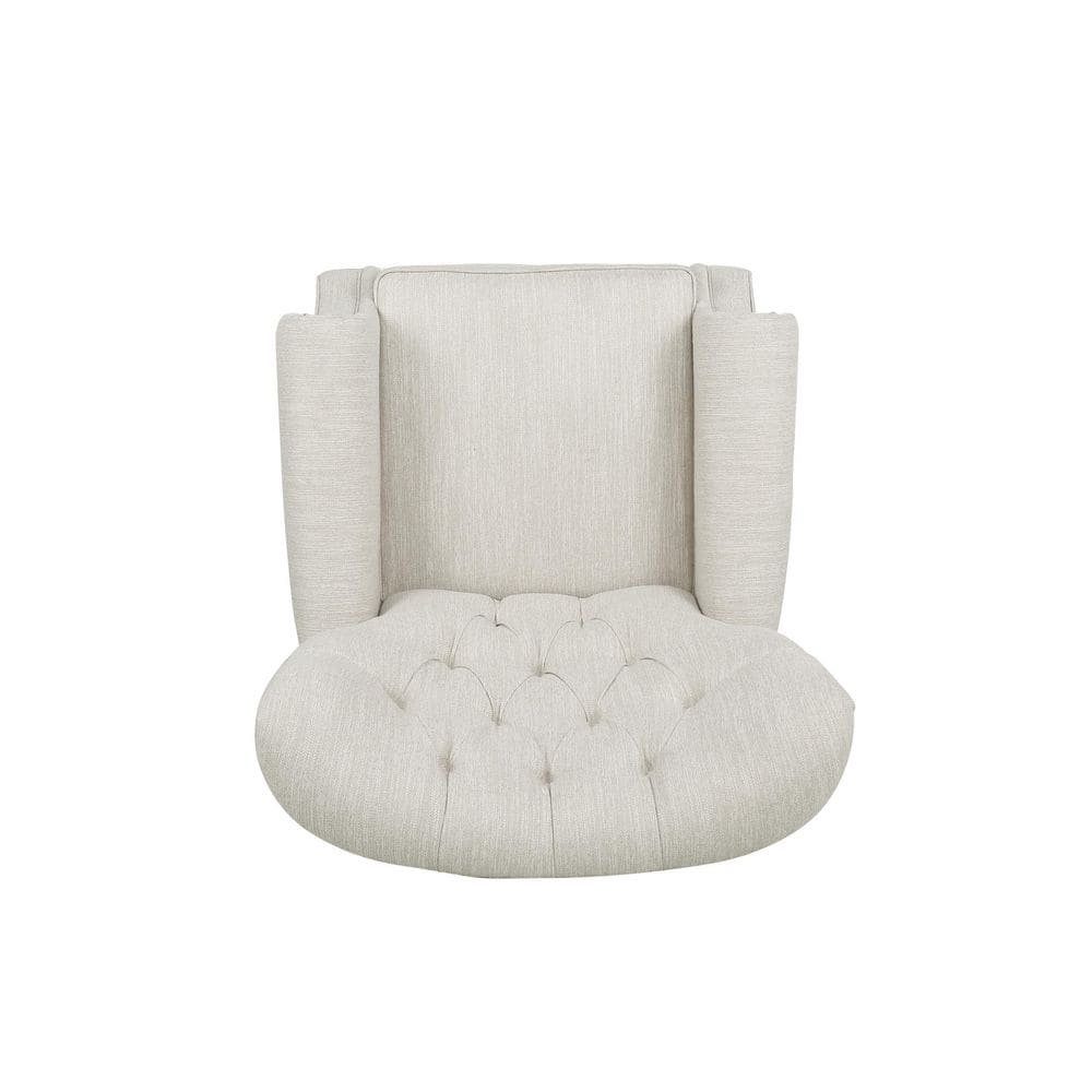 Noble House Torrens Fabric Tufted Recliner, Beige and Dark Brown