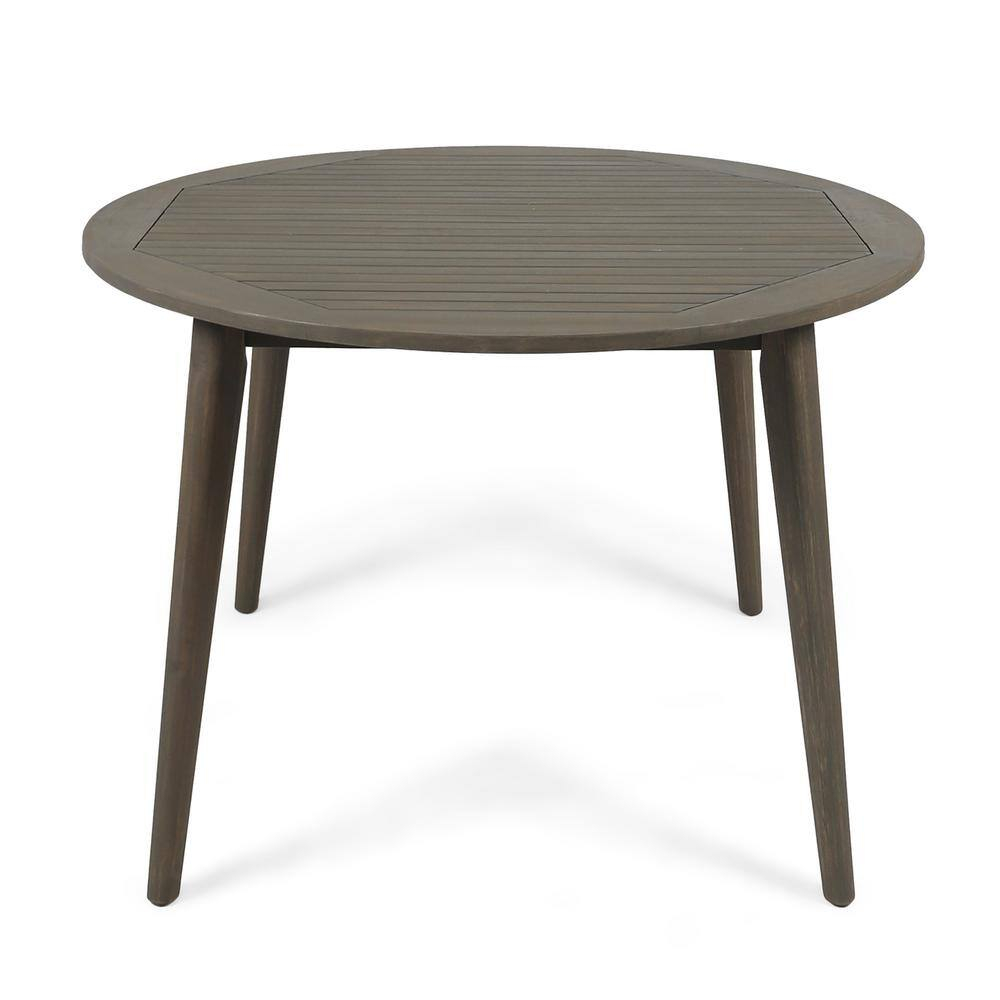 Noble House Stamford 47.25" Round Wooden Patio Dining Table in Gray
