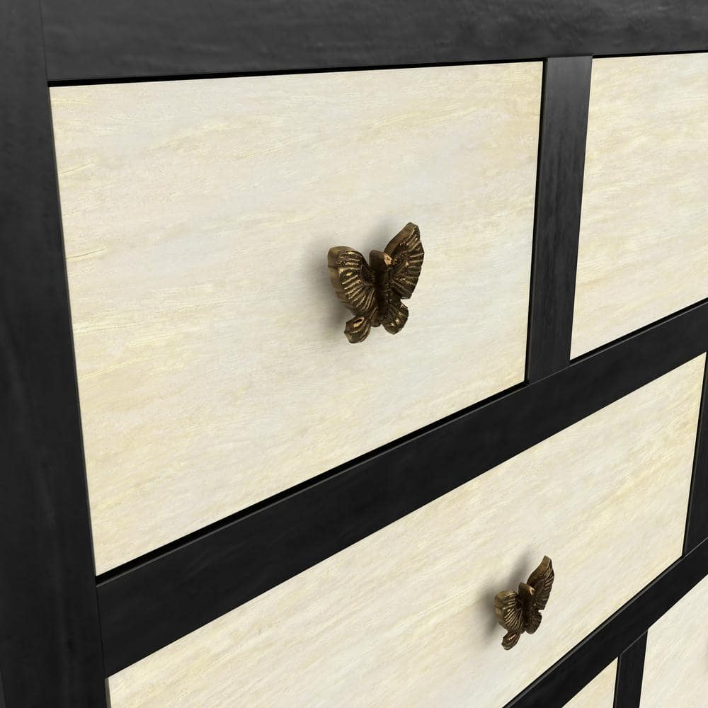 Steve Silver Papillon Ebony and Washed Ivory 13-Drawer Sideboard