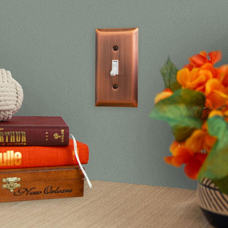 Antique Copper Quadruple Rocker Steel Wall Plate