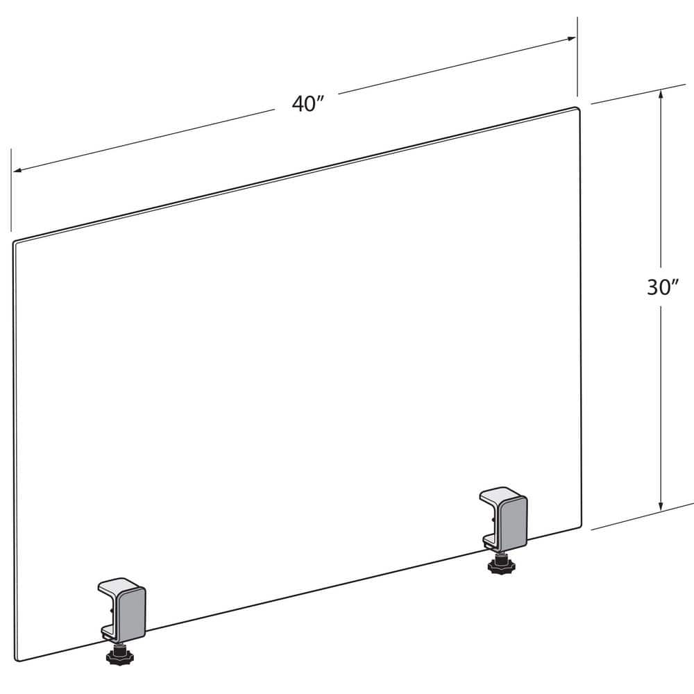 Clear Acrylic Floor Standing Sneeze Guard with Metal Clamps