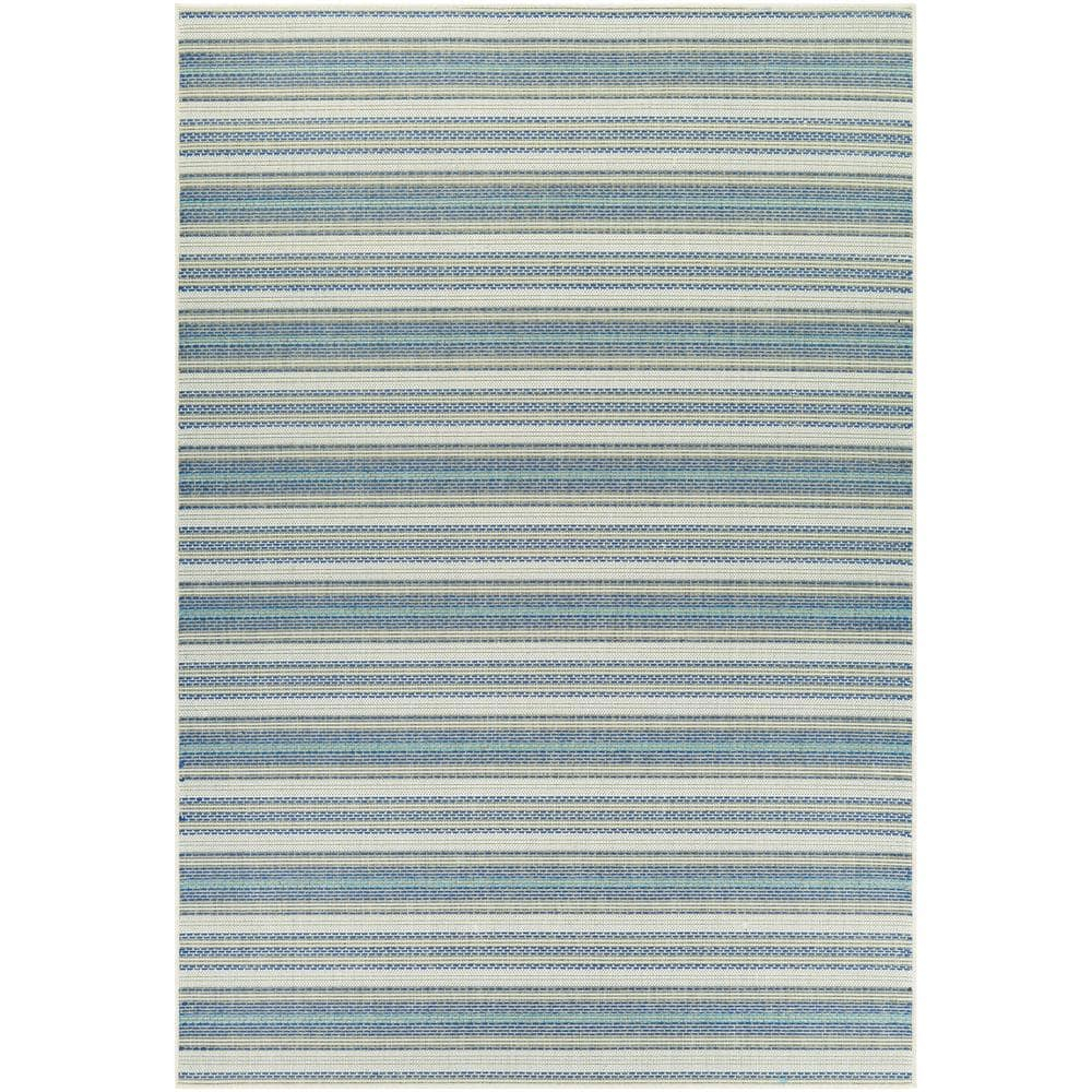 Couristan Monaco Marbella Indoor / Outdoor Area Rug, Ivory-Sand-Azure Blue, 5'3" x 7'6"