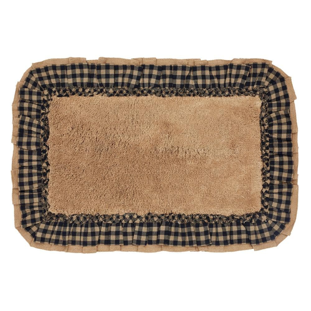 VHC Brands Burlap Check Bath Mat, Natural and Black, 20x30
