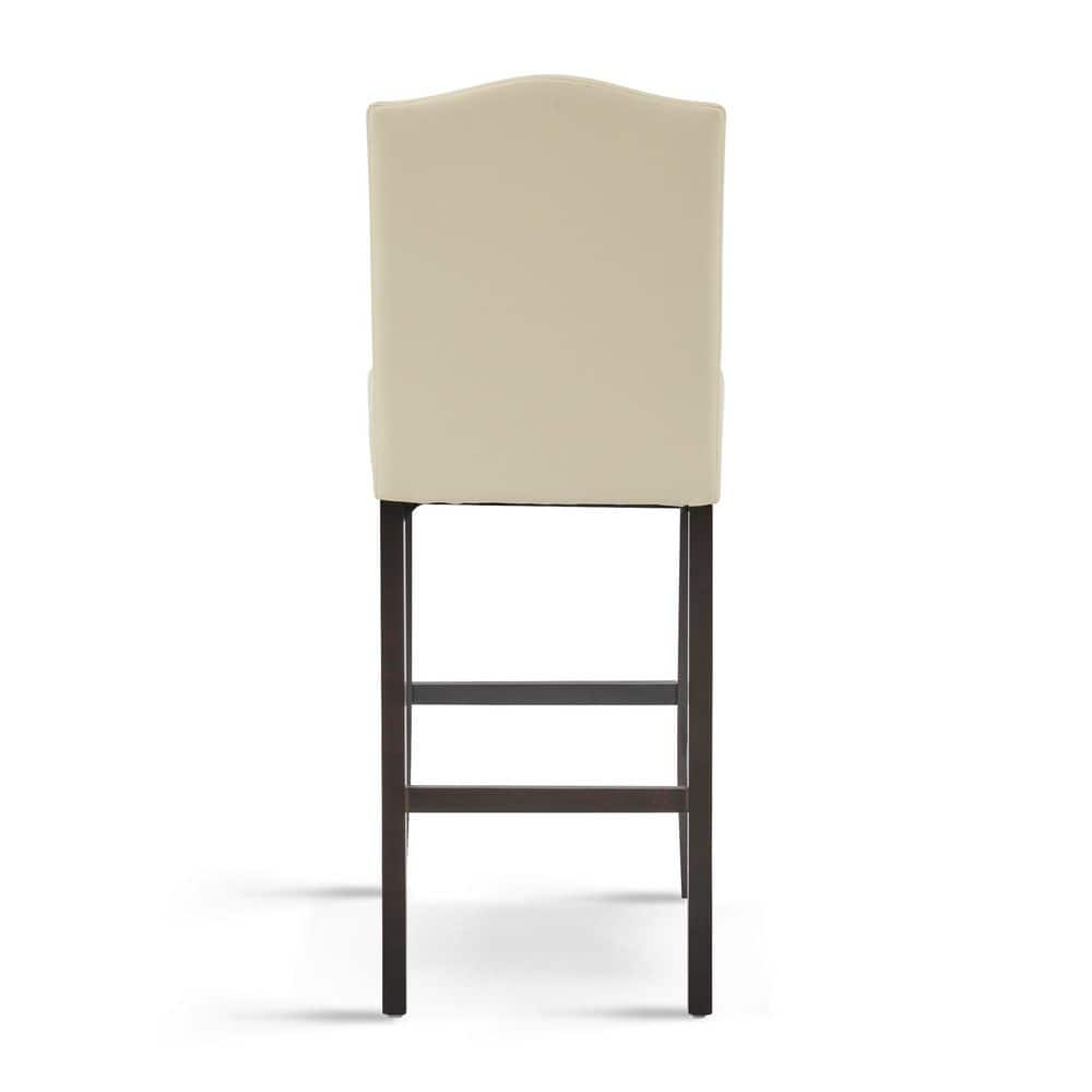 Christopher Knight Home Transitional 30.75" PU Upholstered Bar Stools with Solid Wood Frame, Beige, Set of 2