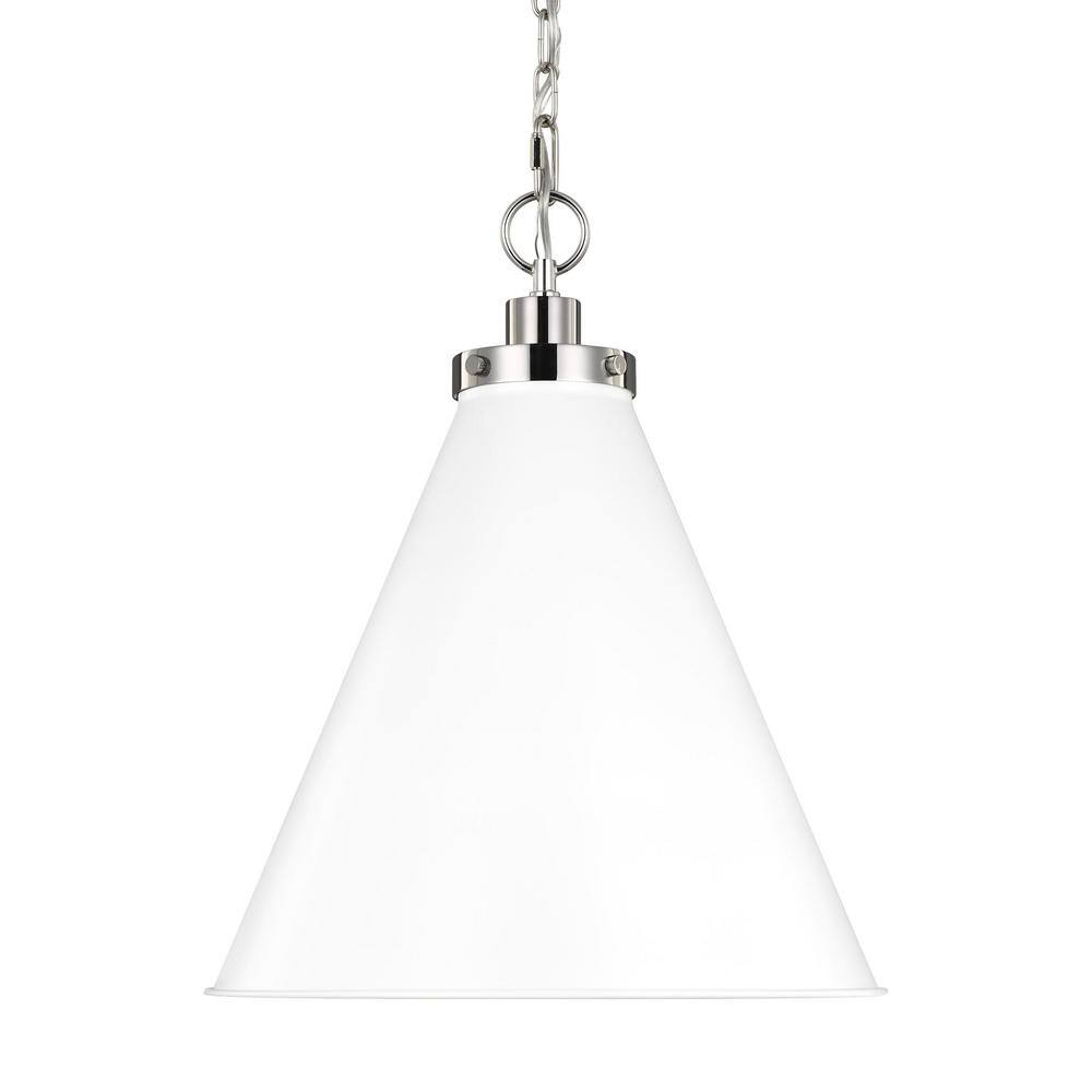 Wellfleet 15.63" Matte White & Polished Nickel Indoor/Outdoor Pendant