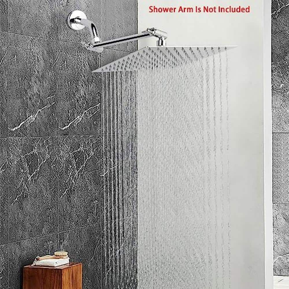Rain Shower head, NearMoon High Flow Stainless Steel Square Rainfall ShowerHead, High Pressure Design, Awesome Shower Experience Even At Low Water Flow (10 Inch, Chrome Finish)