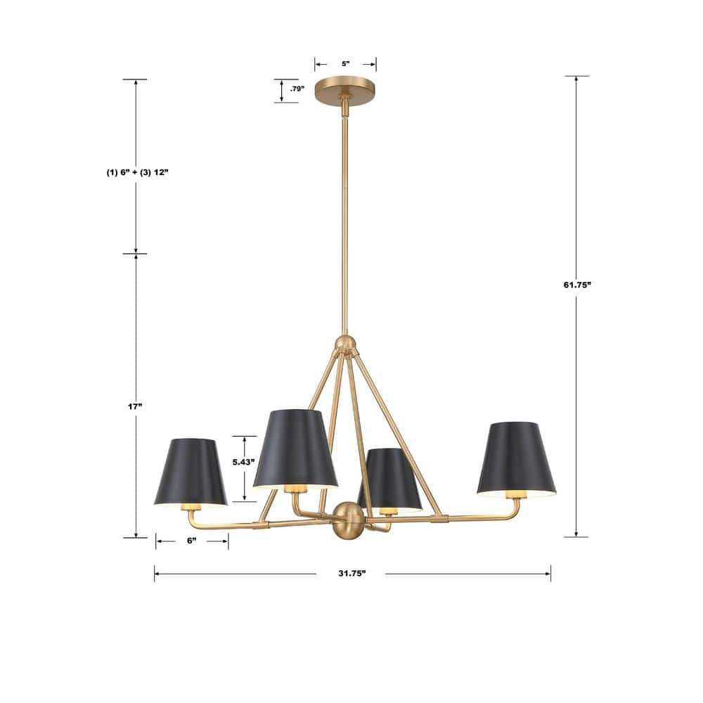 Crystorama Lighting - Xavier - 4 Light Chandelier In Traditional Style-17 Inches