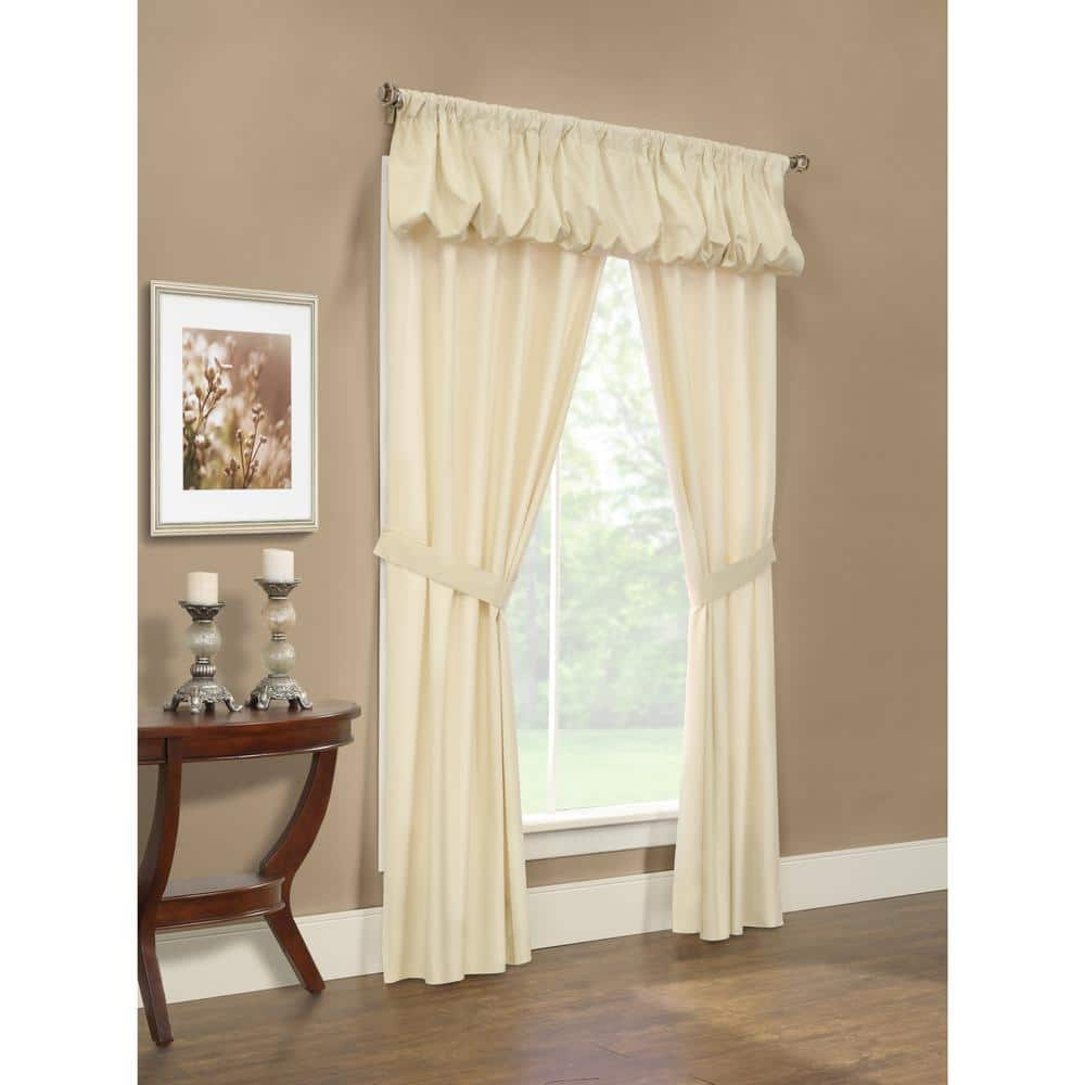 Thermalogic Prescott Room Darkening Rod Pocket Five in One Curtain Set 80 x 63 in Ivory